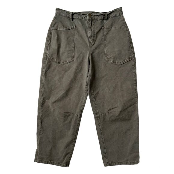 Evereve Cora Barrel Leg High Rise Utility Pant in Green Size 30 - Picture 1 of 5